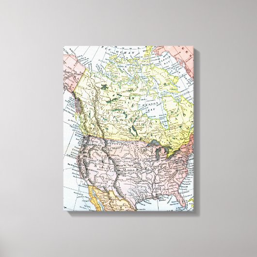 KARTE: NORDAMERIKA, 1890 LEINWANDDRUCK (Vorderseite)