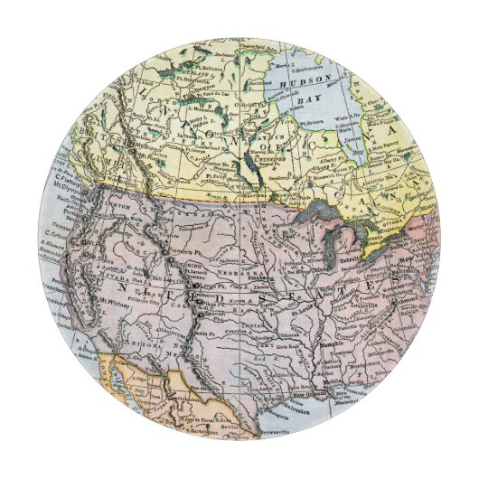 KARTE: NORDAMERIKA, 1890 SCHNEIDEBRETT (Vorderseite)