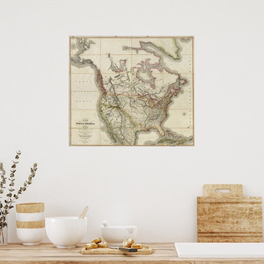 Karte Nordamerikas 4 Poster (Küche)