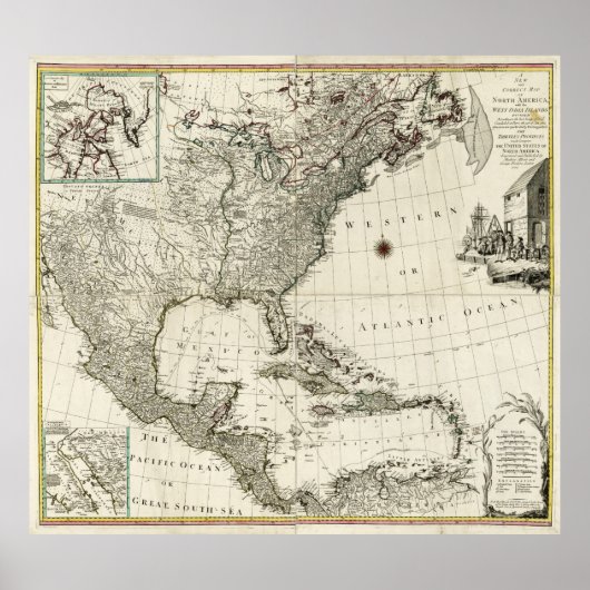 Karte Nordamerikas gemäß Pariser Vertrag Poster (Vorne)