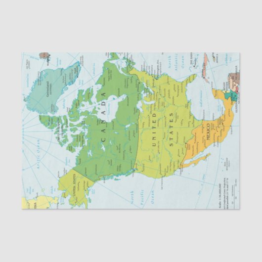 Karte Nordamerikas Seidenpapier (Vorderseite)