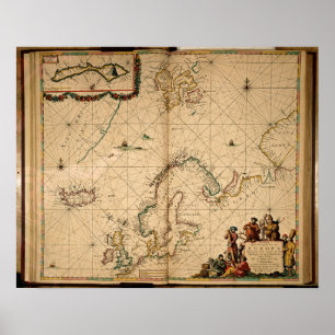 Karte Nordeuropas Poster