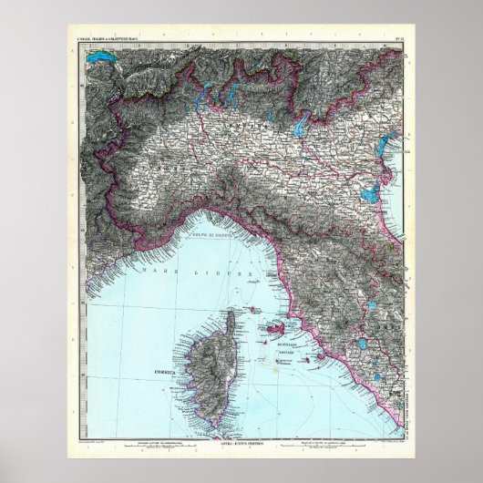 Karte Norditalien (1891) Poster (Vorne)