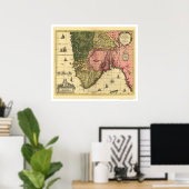 Karte Norwegens von Jan Jansson 1650 Poster (Heimbüro)