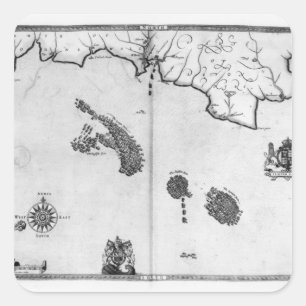 Karte Nr.3 Die Route der Armada-Flotte anzeigen Quadratischer Aufkleber