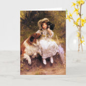 Karte oder Einladung:  Haustier-Collie-Hund, (Gelbe Blume)