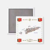 Karte Osttimor + Flaggen-Magnet Magnet (Vorderseite/Rückseite)