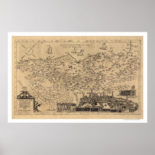 Karte Palästina von Tilemann Stella 1600 Poster (Vorne)