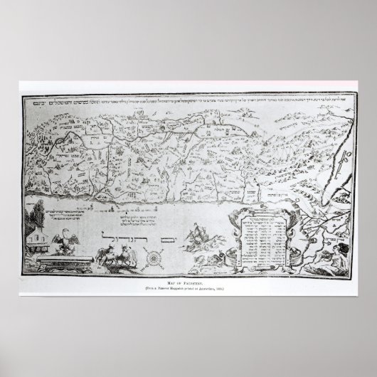 Karte Palästinas, aus einem Pessach Haggada Poster (Vorne)
