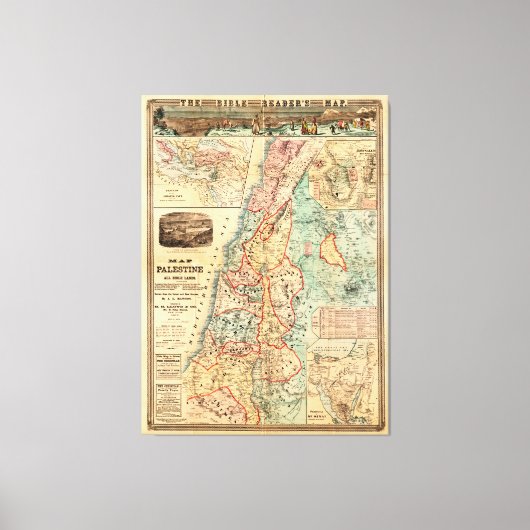 Karte Palästinas und aller Bibelgebiete Leinwanddruck (Vorderseite)