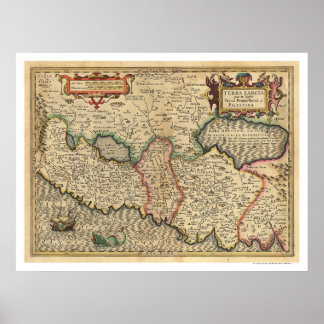 Karte Palästinas und seiner Umgebung 1710 Poster