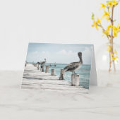 Karte - Pelikane auf dem Pier - Happy Birthday (Gelbe Blume)
