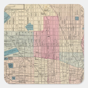 Karte Philadelphias, Pennsylvania Quadratischer Aufkleber