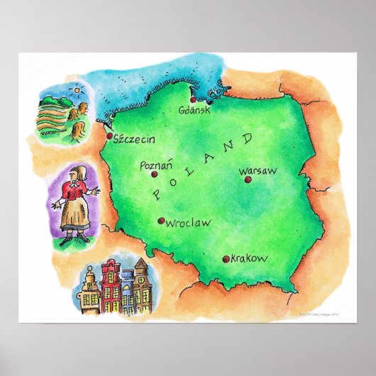 Karte Polens Poster (Vorne)