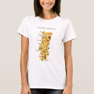 Karte Portugals mit den wichtigsten Städten und ve T-Shirt
