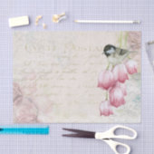 Karte Postale Bird unter Blume Gewebepapier Seidenpapier (Handwerk)