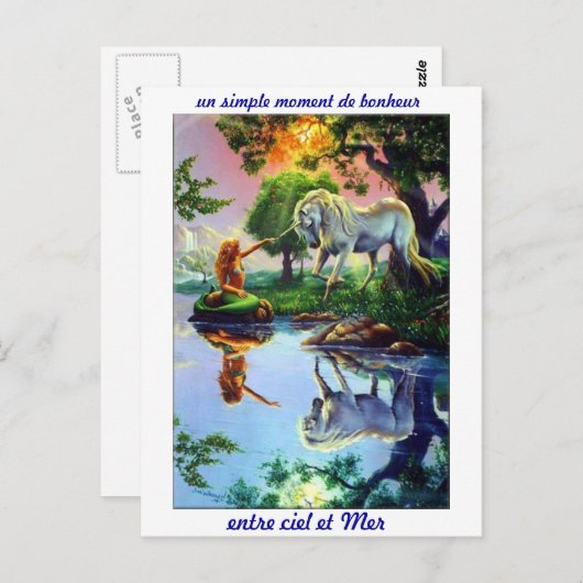 Karte postale mer sirène licorne ombre lumière (Vorne/Hinten)