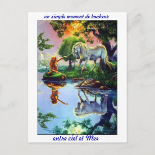 Karte postale mer sirène licorne ombre lumière
