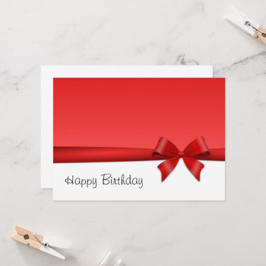 Karte Postkarte Schleife happy birthday (Vorderseite/Rückseite Beispiel)