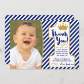 Karte Prinz-First Birthday Thank You (Vorne/Hinten)