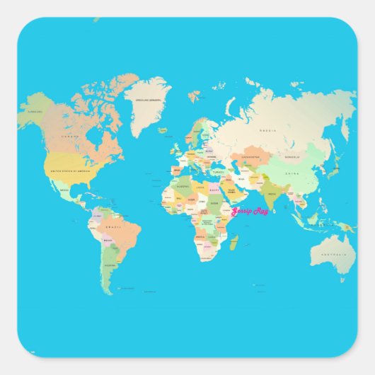 Karte Quadratischer Aufkleber (Vorderseite)