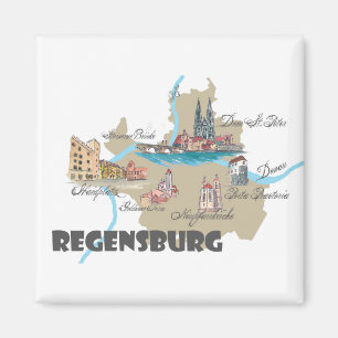 Karte Regensburgs Deutschland Magnet