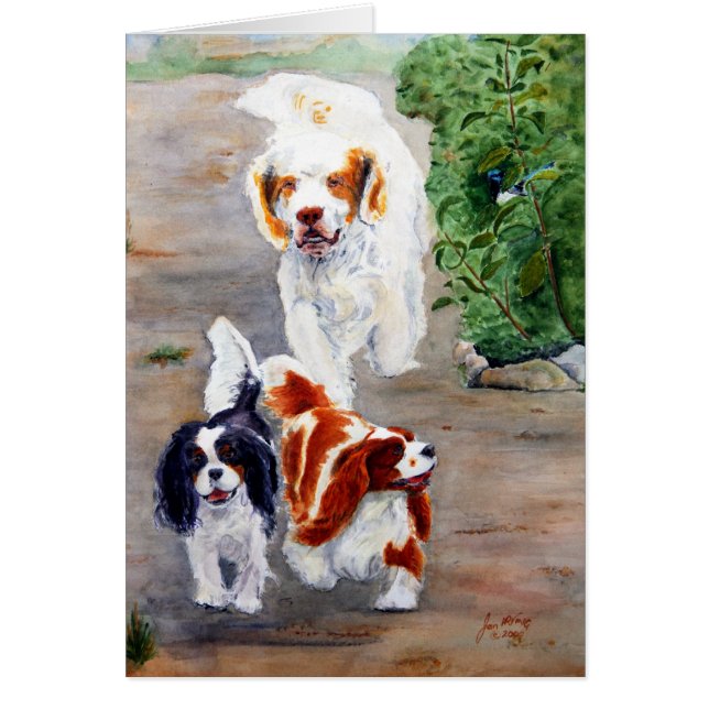 Karte - Reisende - Clumber Spaniel und Cavaliers (Vorne)