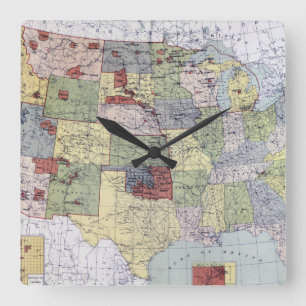 KARTE: RESERVIERUNGEN, 1892 QUADRATISCHE WANDUHR