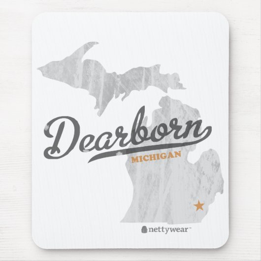 Karte Retro Mousepad Dearborns Michigan (Vorne)