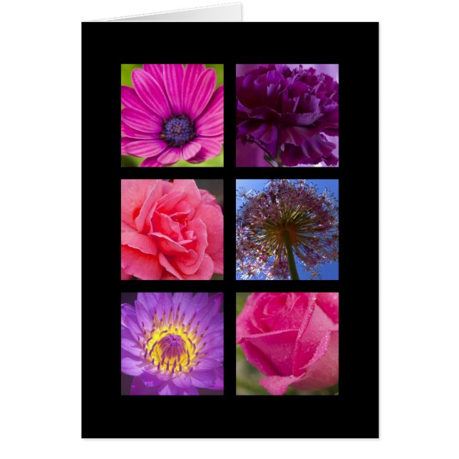 Karte - rosa lila Blumen (Vorne)