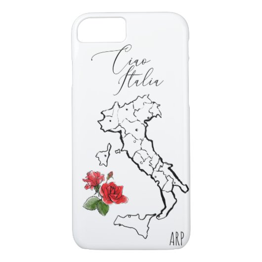 *~* Karte Rote Rose Green Leaf Italien Ciao Italia Case-Mate iPhone Hülle (Rückseite)