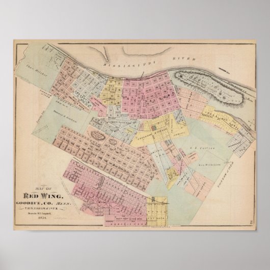 Karte Roter Flügel, Goodhue Landkreis, Minnesota Poster (Vorne)