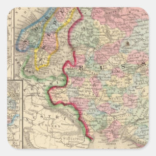 Karte Russlands, Schweden, Norwegen durch Mitchell Quadratischer Aufkleber