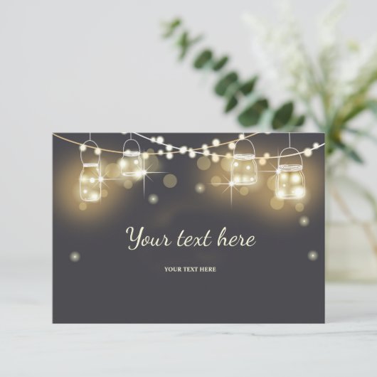 Karte Rustikale Mason Jars Khalk-Saitenleuchten ei (Stehend Vorderseite)