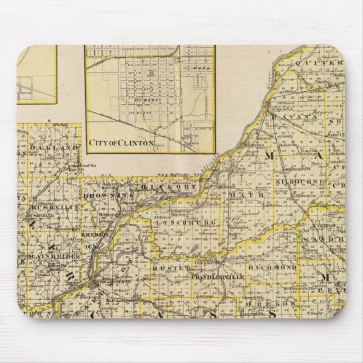 Karte Schuyler, Mason, Braun Mousepad (Vorne)