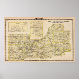 Karte Schuyler, Mason, braun Poster