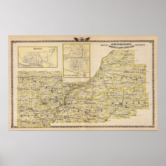 Karte Schuyler, Mason, braun Poster (Vorne)