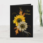 Karte Schwarze Sonnenblumen Beste Wünsche Geburtst (Vorderseite)