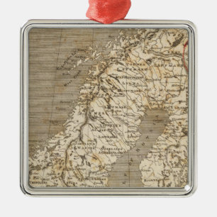 Karte Schwedens, Norwegen durch Arrowsmith Ornament Aus Metall