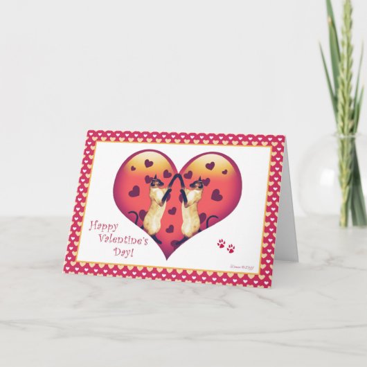 Karte siamesische Katzeniedliche Valentines Tages (Vorderseite)