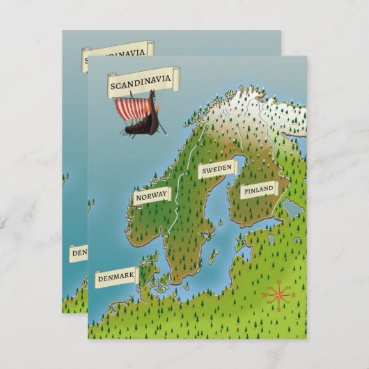 Karte Skandinaviens (Vorne/Hinten)