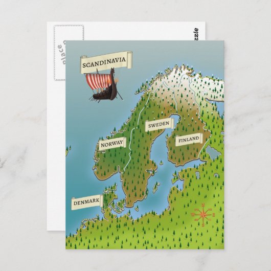 Karte Skandinaviens (Vorne/Hinten)
