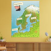 Karte Skandinaviens Leinwanddruck (Insitu (Wohnzimmer))