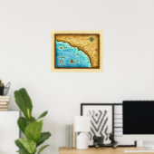 Karte So. Cal Blue Water Poster (Heimbüro)