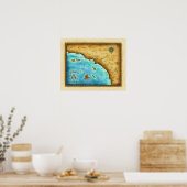 Karte So. Cal Blue Water Poster (Küche)