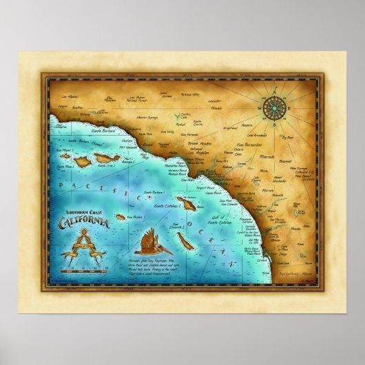 Karte So. Cal Blue Water Poster (Vorne)