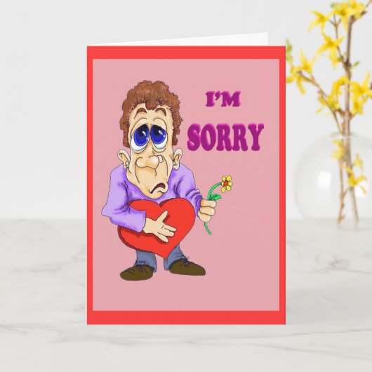 Karte Sorry Mann mit Herz-Blume (Gelbe Blume)
