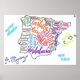 Karte Spaniens Poster