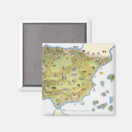 Karte Spaniens und Portugals Magnet (Vorderseite/Rückseite)