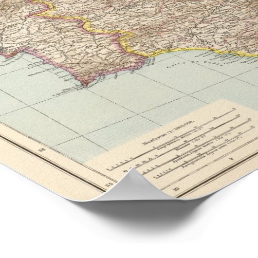 Karte Spaniens und Portugals Poster (Ecke)